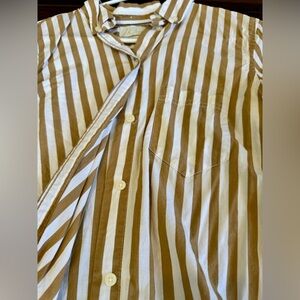 J.Crew Classic Tan and White Striped Cotton Button-Up Shirt, Size 4